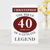 40th誕生日Red純正伝説あなたの名前を追加 カード (黄色い花)