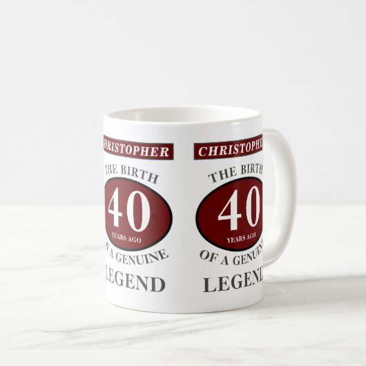40th誕生日Red純正伝説あなたの名前を追加 コーヒーマグカップ (正面右)