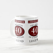 40th誕生日Red純正伝説あなたの名前を追加 コーヒーマグカップ (正面左)