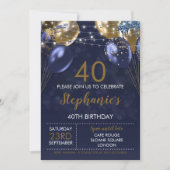 40th 招待 Navy Gold ご招待状 招待状 (正面)