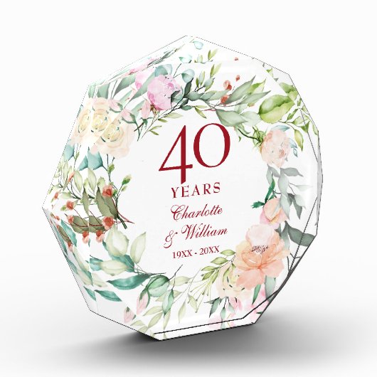 40th 結婚 Ruby Anniversaryバラ  フォトブロック (左)