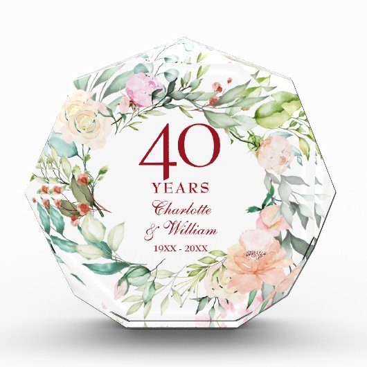 40th 結婚 Ruby Anniversaryバラ  フォトブロック (正面)