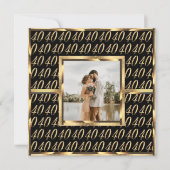 40th 結婚's Ruby Anniversary Black and金ゴールド 招待状 (正面)