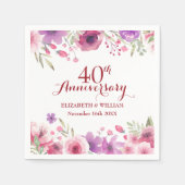 40th 結婚s Ruby Anniversary Countryフローラ スタンダードカクテルナプキン (正面)