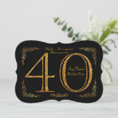 40th,誕生日パーティー40th,ギャツビー,素晴らしブラック&金ゴールド 招待状 (スタンド正面)