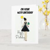 ***40th***誕生日 カード (黄色い花)