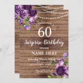 40th 50th 60サプライズ誕生日パーティパープルウッド 招待状 (正面/裏面)