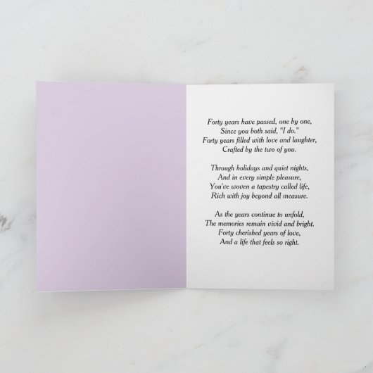 40th Anniversary Scroll Lilacs and Hydrangeas  カード (内部)