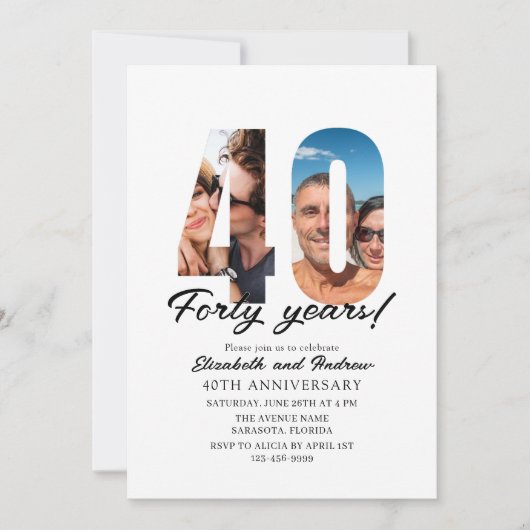 40th Anniversary with Photo Minimalist 招待状 (正面)