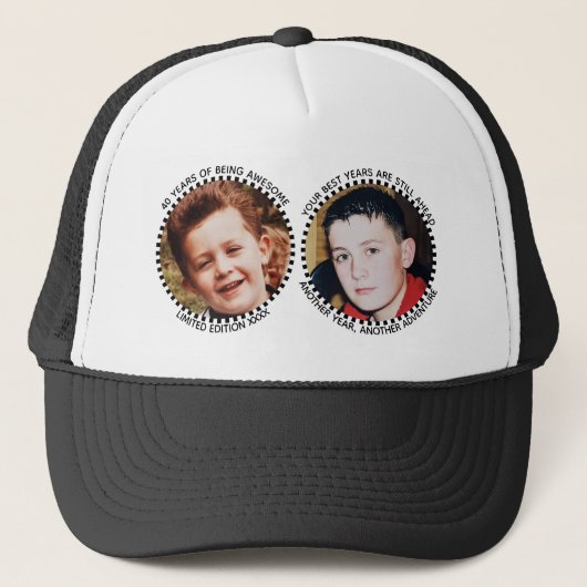 40th 'any age' milestone 2 photo black white キャップ (正面)