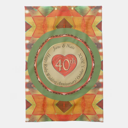 40th/Any Anniversary Kitchen Towels キッチンタオル (縦)