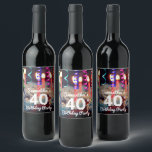 40th/Any Year Birthday Partyボトルラベル ワインラベル<br><div class="desc">完全にカスタマイズ素晴らし可能 – 任意のマイルストーンの誕生日！番号と名前は大事な行事に合わせて変更可能！</div>