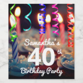40th/Any Year Birthday Partyボトルラベル ワインラベル (シングルラベル)