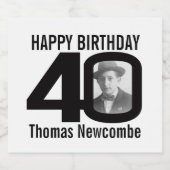 40th Birthdayの写真カスタム名ラベル ビールラベル (シングルラベル)