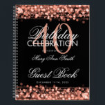 40th Birthdayゲストブックパーティースパークルズバラ金ゴールド ノートブック<br><div class="desc">パーティースパモダンルクルスバラ文字デザイン（光、弦、スパークルなど）を持つ40番目（40番目）の誕生日ゲストブックテンプレートで、へのを備えてカスタマイズいます。</div>