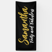 40th Birthdayパーティーバナー(ブラックと金ゴールド) 横断幕 (縦)