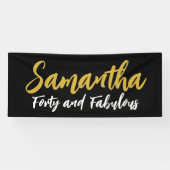 40th Birthdayパーティーバナー(ブラックと金ゴールド) 横断幕 (横)