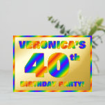 40th Birthdayパーティー—おもしろい、レインボースペクトル「40」 箔招待状<br><div class="desc">このアップビートとおもしろい40歳の誕生日パーティーフォイル招待カードの前にはパーソナライズされた、名前、多数の"40th"、メッセージ"BIRTHDAY PARTY!"と縁どは、すべてが喜んで色の虹のスペクトルのグラデーションを備えて数々のインスパイア、楽しい。バックにはパーソナライズされた、日付、時刻、場所/場所、その他の重要な情報など、イベントに関する詳細が含まれている。このような目を引鮮やかく、編集可能な招待状は、誰かの40歳の誕生日のお祝いで開催される誕生日の集まりにゲストを招待状するために使用されるかもしれない。[～Z0000593]</div>