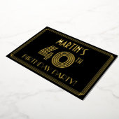 40th Birthdayパーティー—アールデコスタイル「40」 +名前 箔招待状 (回転した状態)