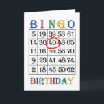 40th Birthdayビンゴカード カード<br><div class="desc">40歳の誕生日カード。ビンゴカードを持つビンゴプレーヤーにハッピーバースデーを言う。年が赤く丸まっている。ビンゴ熱狂するプレーヤーがこのカードから巨大な蹴り出す！著作権Norma Cornes。</div>