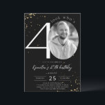40th Birthdayブラック金ゴールド招待状と写真 招待状<br><div class="desc">40th Birthday Black金ゴールド招待状カードと写真はコレクションの結婚一部である。この製品は、カスタマイズ可能な写真部分金ゴールドグリッターの輝きを特徴とする。飾りフォント。私たちの店でより一致する製品を探索する。</div>