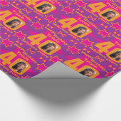 40th Birthday写真おもしろい紫ピンクのギフトラップ ラッピングペーパー (角)