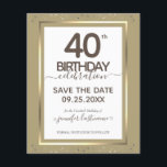 40th Birthday日付を保存する予算招待状<br><div class="desc">上と下フェイク縁どにきらめく紙吹雪のハイライトが付いたラブホイル縁どフ。すべての文字は調整可能で、簡単は独自のパーティーニーズに合わせて変更できる。40素晴らし歳の誕生日テンプレートデザイン。</div>