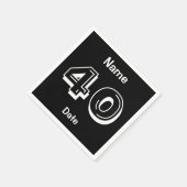 40th Birthday白黒名前の追加日付 スタンダードカクテルナプキン (角)