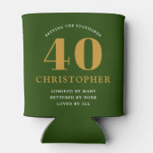 40th Birthday追加の名前40緑の金ゴールドシック 缶クーラー (裏面)