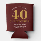 40th Birthday追加の名前40赤い金ゴールドシック 缶クーラー (裏面)