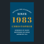 40th Birthday 生まれ 1983 名前の追加Blue金ゴールド ポスター<br><div class="desc">パーソナライズされた誕生日あなたの名前と年のポスターを追加。指定したテンプレートで名前と年を編集する。素晴らしいカスタム誕生日パーティーのアクセサリー。店頭の「設定の基準」デザインで、より多くのギフトやパーティーの供給を利用できる。</div>