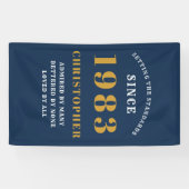 40th Birthday 生まれ 1983 名前の追加Blue金ゴールド 横断幕 (横)