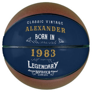 40th Birthday 生まれ 1983 名前の追加Legend Blue金ゴールド バスケットボール