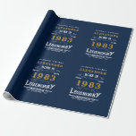 40th Birthday 生まれ 1983 名前の追加Legend Blue金ゴールド ラッピングペーパー<br><div class="desc">誕生日ラッパーソナライズされたピング紙。指定したテンプレートで名前と年を編集する。素敵なカスタム青い誕生日アイディア。さらに多くのギフトやパーティー用品は、店の"伝説"のデザインで利用可能。</div>