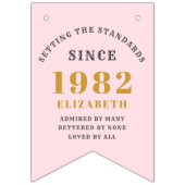 40th Birthday 1982ピンクの金ゴールド名シック バンティングフラッグ (第1の旗)