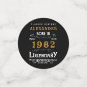 40th Birthday 1982ブラック金ゴールド追加ネームレトロ コンフェッティ (スモール正面)