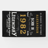 40th Birthday 1982名前を追加ブラック金ゴールド伝説 横断幕 (横)