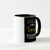 40th Birthday 1982名前を追加ヴィンテージブラック金ゴールド マグカップ (正面右)