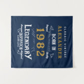 40th Birthday 1982名前を追加Regendal Blue金ゴールド タペストリー (正面(横))