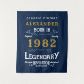 40th Birthday 1982名前を追加Regendal Blue金ゴールド タペストリー (正面)