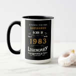 40th Birthday 1983デザイン自分のヴィンテージ マグカップ<br><div class="desc">1983年の生まれ人々と彼らの誕生日のため祝、私たちは理想的な誕生日コーヒーマグを持っている。白と金ゴールドのヴィンテージタイポグラフィデザインデザインを持つ黒い背景シンプルはレトロでエレガントもレトロで感じある。提供さカスタマイズれたテンプレートを使って、この誕生日プレゼントの文字を簡単に行う。さらに多くのギフトやパーティー用品は、店の"伝説"のデザインで利用可能。</div>