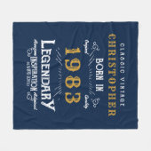 40th Birthday 1983名前の追加レジェンドレトロブルー金ゴールド フリースブランケット (正面(横))