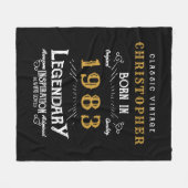 40th Birthday 1983名前を追加レジェンダリーブラック金ゴールド フリースブランケット (正面(横))