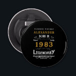40th Birthday 1983名前を追加レジェンダリーブラック金ゴールド 栓抜き<br><div class="desc">ヴィンテージデザインボトルオープナー。誕生祝い・アイテムを作成する名前と年ユニークを追加する。私たちの店で利用可能なギフト、パーティーアクセサリー、および服と一緒にチームでこれを取るwww.zazzle.com/store/thecelebrationstore</div>