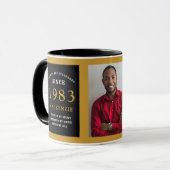 40th Birthday 1983黒金ゴールド追加Name写真 マグカップ (正面左)