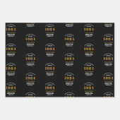 40th Birthday 1984ブラック金ゴールドシックエレガント ラッピングペーパーシート (正面)