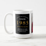 40th Birthday 1985黒い金ゴールド追加の名前Photo Large コーヒーマグカップ<br><div class="desc">その特別な人々のための巨大な黒と金ゴールドの写真のマグカップ。提供さカスタマイズれたテンプレートを使用して簡単に文字と写真。設定標準範囲の一部。</div>