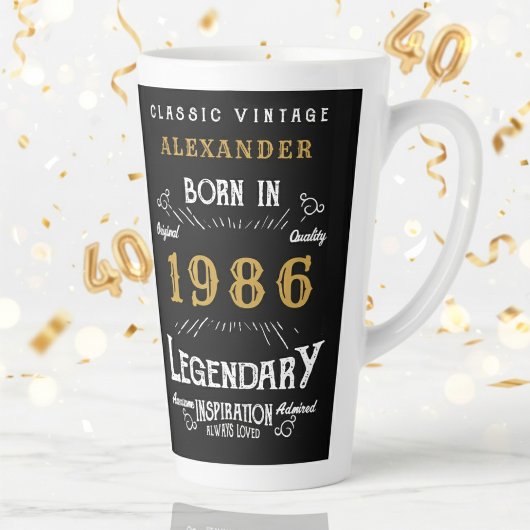 40th Birthday 1986 Legendary Retro カフェラテマグ