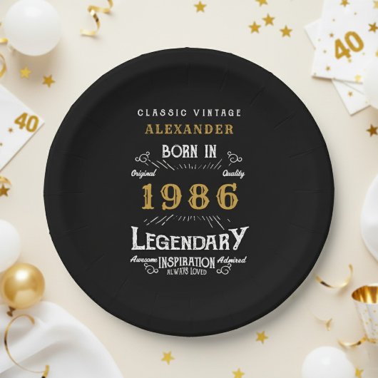 40th Birthday 1986 Legendary Retro ペーパープレート