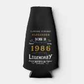 40th Birthday 1986 Name Legend Chic Black Gold ボトルクーラー (正面)